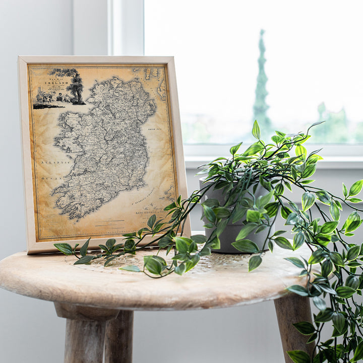 Map of Ireland - Irish Gifts - Irish Home Decor Wall Art - Celtic Wall Decor Poster Print - Vintage Antique Retro Style Irish Map