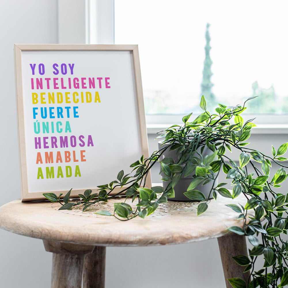 positive affirmation Spanish Wall Art & Decor - Inspirational Quotes for Girls, Women, Latinas - Decoracion de Pared - Motivational Wall Decor - Empowered Women - Hispanic Gifts - Unframed