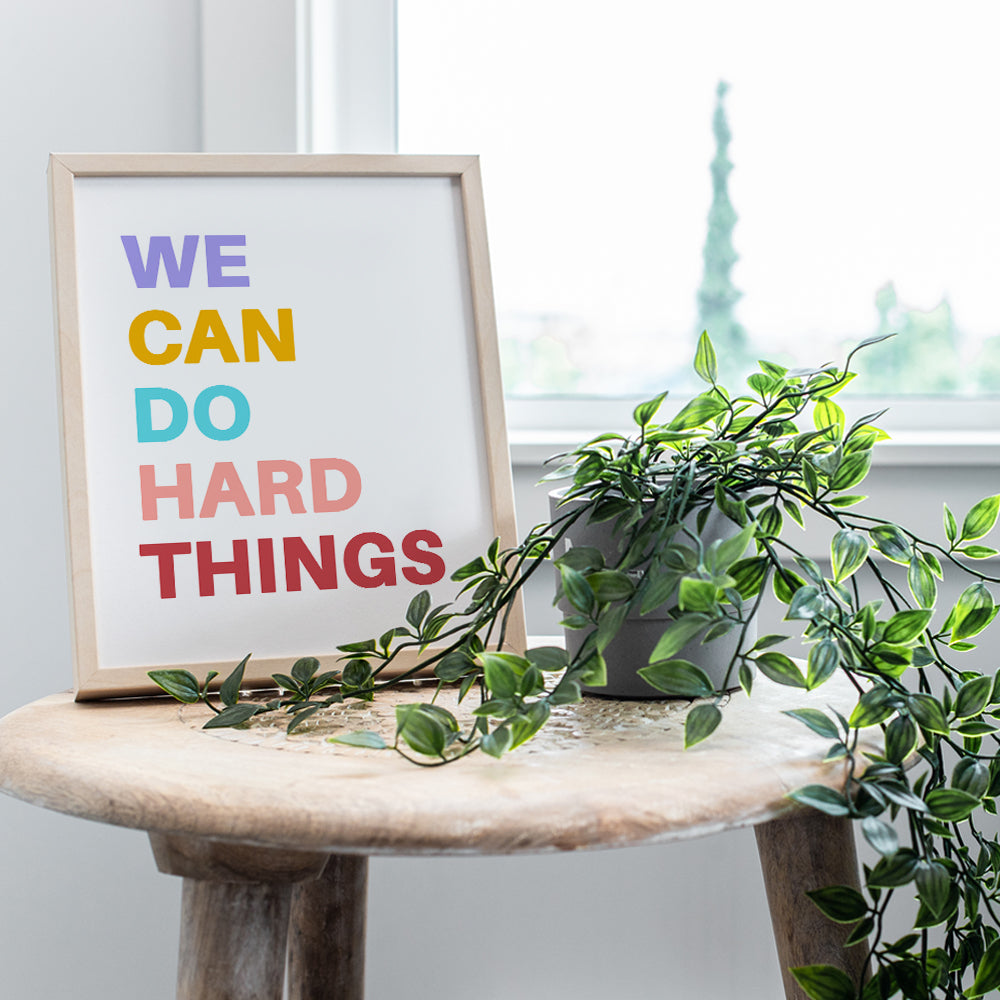 Inspiring Wall Decor For Kids - Motivational poster for Kids Room Decor - Inspirational Wall Decor for Classroom, Office - Gift for Teacher, Parents, Entrepreneur - We Can Do Hard Things