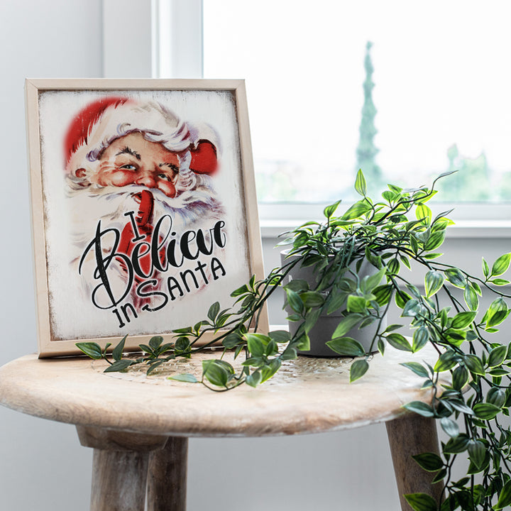 Retro Vintage Christmas Wall Art - Unique Holiday Decorations for Home - Xmas Decorations Wall Decor - Vintage Decor Santa Claus - Merry Christmas - Retro Wall Decor for Rustic Country Christmas