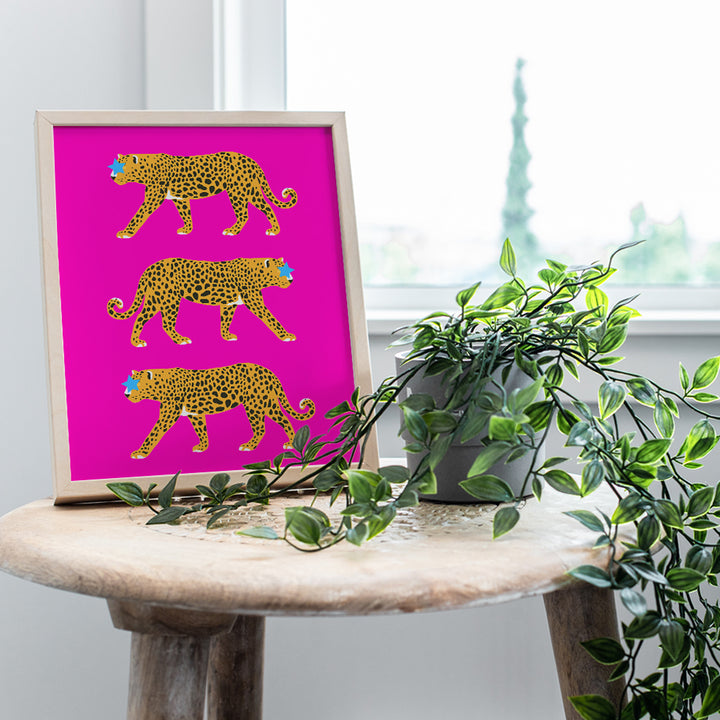 Cheetah Wall Art - Cheetah Print Wall Decor - Aesthetic Room Decor - Preppy Room Decor - Minimalist Mid-century modern Wall Art & Decor - Leopard Home Decor - Pink Teen Girls Womens Bedroom Decor