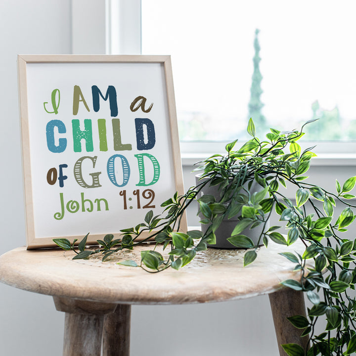 Jesus Christ Scripture Wall Art - I Am Bible Verse for Little Boy Room Decor - Christian Gifts for Kids, Boy Bedroom Decor - God Wall Decor - Religious Wall Decor for Baby Boy Nursery