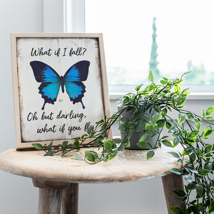 Boho Butterfly Inspirational Wall Art - Rustic Home Decor, Bedroom, Living room Decorations - Motivational poster - positive Quotes for Women Girls Teen - Shabby chic Women's empowerment