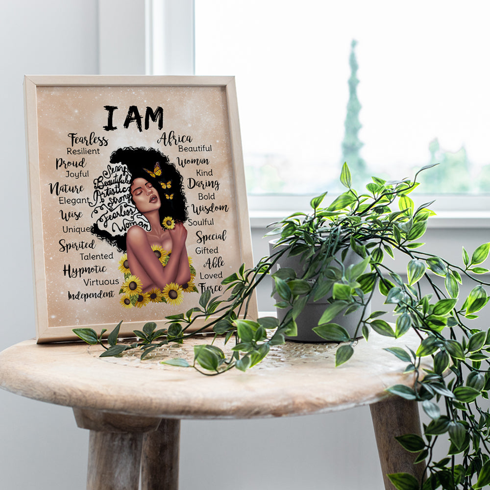 Black Girl Magic Positive Affirmations Wall Art - Black women Women's empowerment Motivational poster - Black Art - Afro African Americans Women - Inspiration Inspirational Wall Art & Decor UNFRAMED