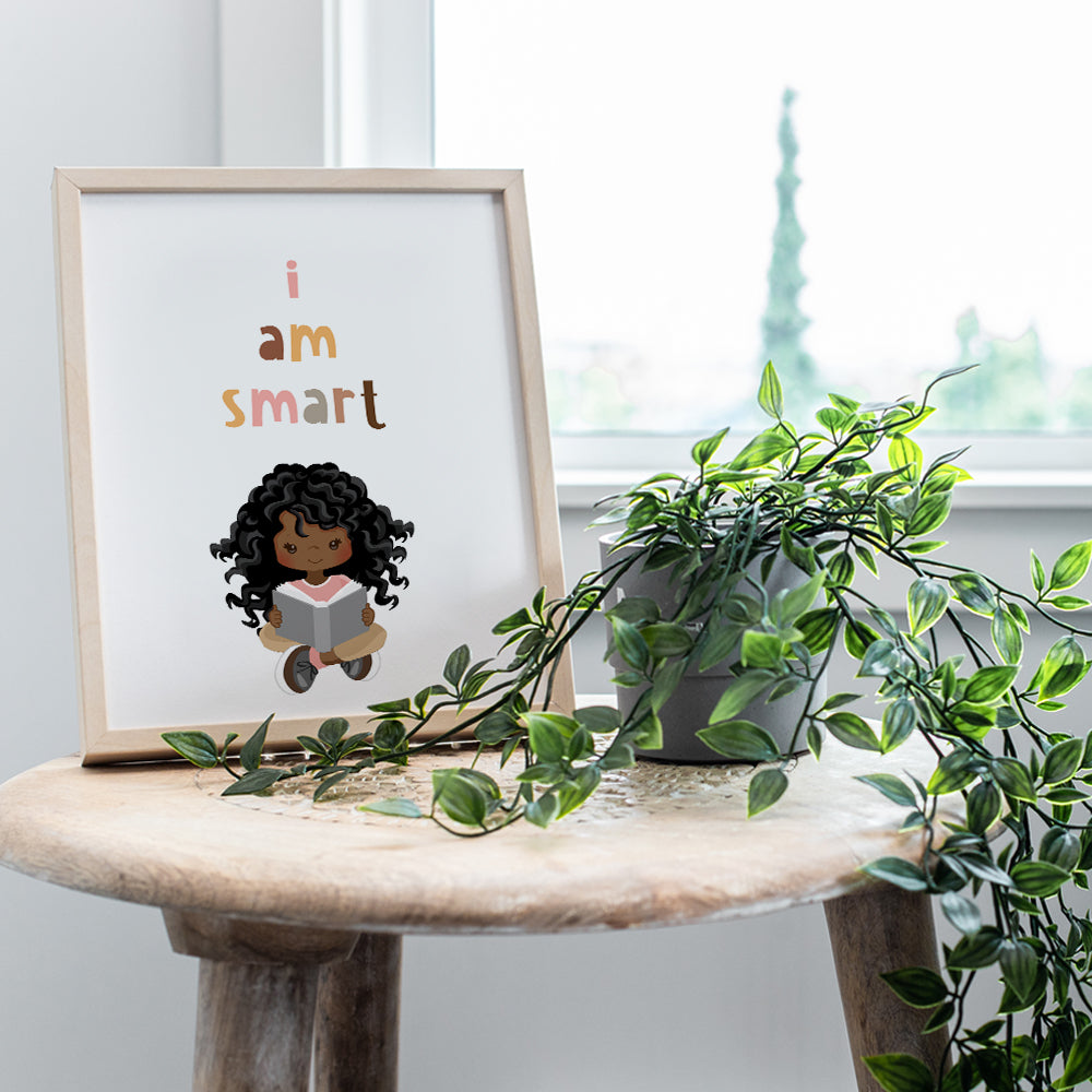 African American Girl - African American Wall Decor - Black Wall Art - Inspirational Quotes - Little Girls Bedroom Wall Decor - Positive Affirmations Wall Decor - Cute Baby Nursery Decoration