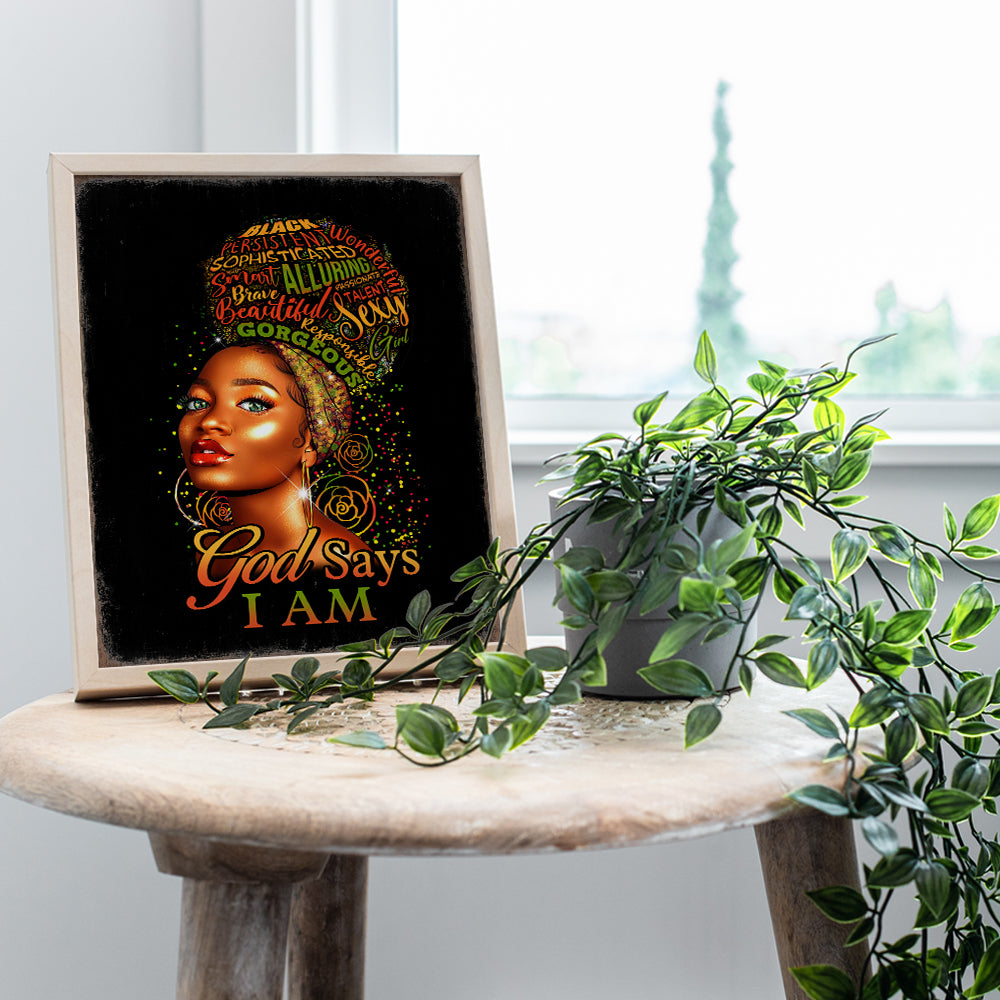 Black Art - African Americans Girl - African American Art - God Says You Are Wall Art - Afro Girl - spiritual Religious Wall Decor - Black women - Inspiration Christian Gifts - Yellowbird Art & Design