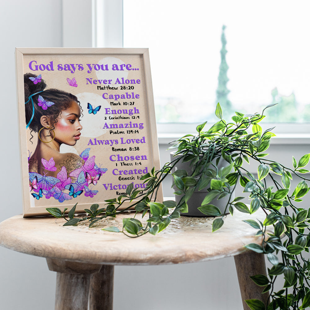 African Americans Wall Art & Decor - God Says You Are - Afro Black Art - Black women Poster - Pink Black Girl Magic - Inspiration Motivation spiritual Religious Christian Scripture - Teen Bedroom