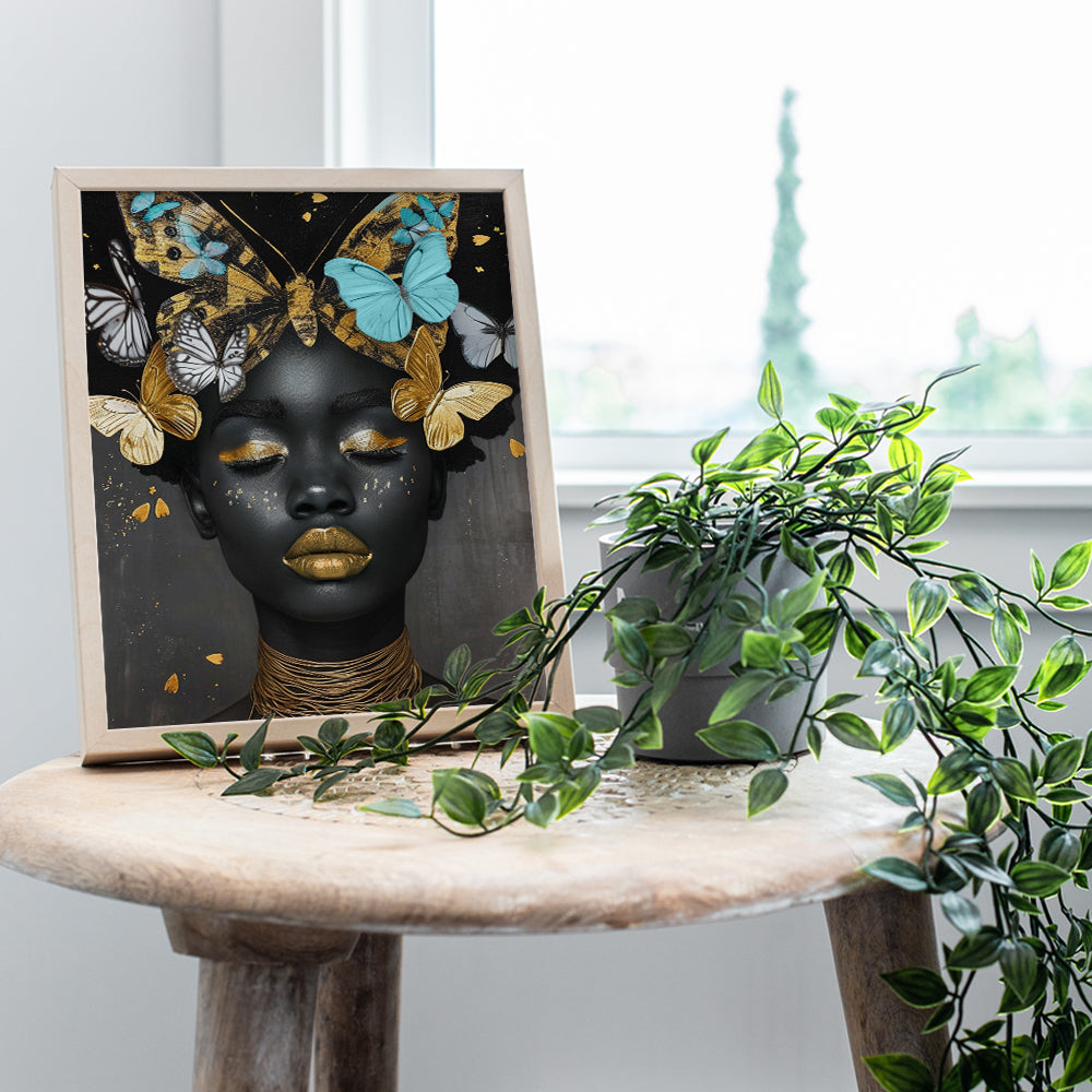 Black women African American Art - Glam Black and Gold, Black and Blue Wall Decor - Melanin Black pride Poster - Black Wall Art - African American Wall Decor - Black Girl Magic Chic Living room Decor