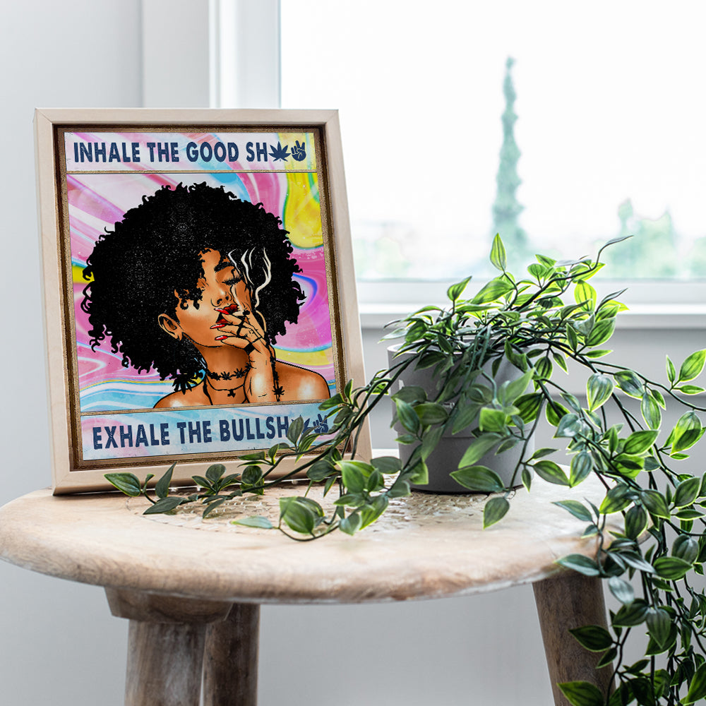 Cannabis DOPE Poster 8x10 - Black Art - Inhale Exhale Wall Art - Stoner Room Decor - African Americans Afro Woman, Girl - Pothead Gift - Smoking Marijuana Home Decor - Weed Pot Ganja Home accessories