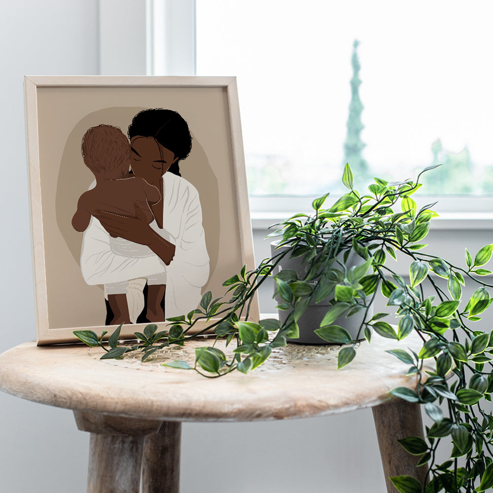 Baby Room Decor - Pregnancy Gifts- Mothers Day Gifts - Baby Shower Gifts for Black Woman, African American Women, Black Women, African American Woman - Baby Wall Art - Nursery Decor - Mom Wall Decor