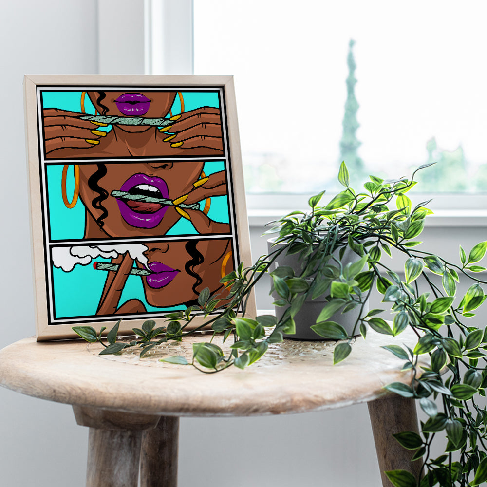 Stoner Room Decor - Dope Posters - Marijuana Decorations - Pothead Gifts - African American Women, Black Woman - Blunt Weed Smoking Gifts - Black Wall Art - Dope Wall Art - Cannabis Gifts