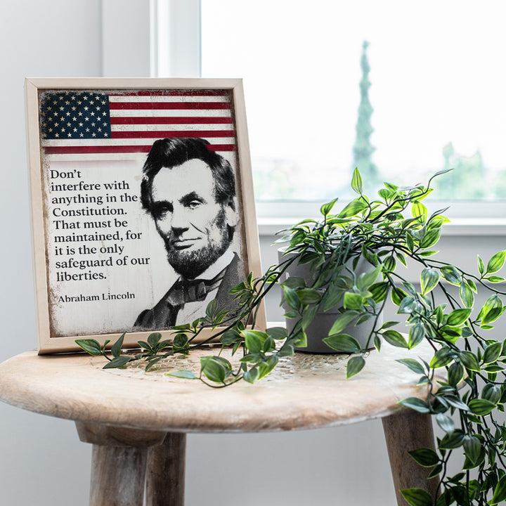 Abraham Lincoln Poster - 8x10 Inspirational Quote - American Flag Decor - Abe Lincoln Gifts - Patriotic Decor for Home or Office - Rustic American Wall Decor - US Constitution Art