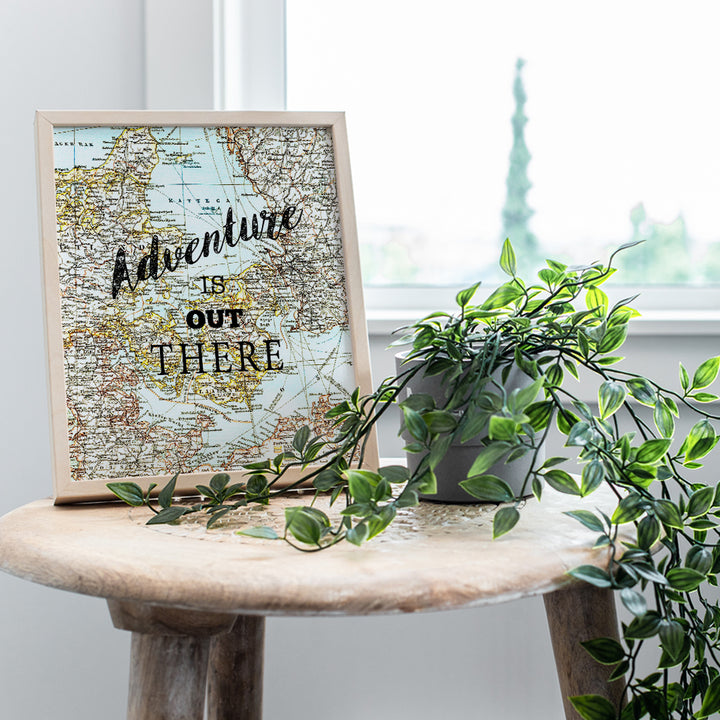 Adventure Is Out There - Motivational Wall Art Print - Inspirational Wall Art Poster - Chic Home Decor for Bedroom, Kitchen, Bathroom, Family, Kids, Teen Room, Office - Travel Gifts, 8x10