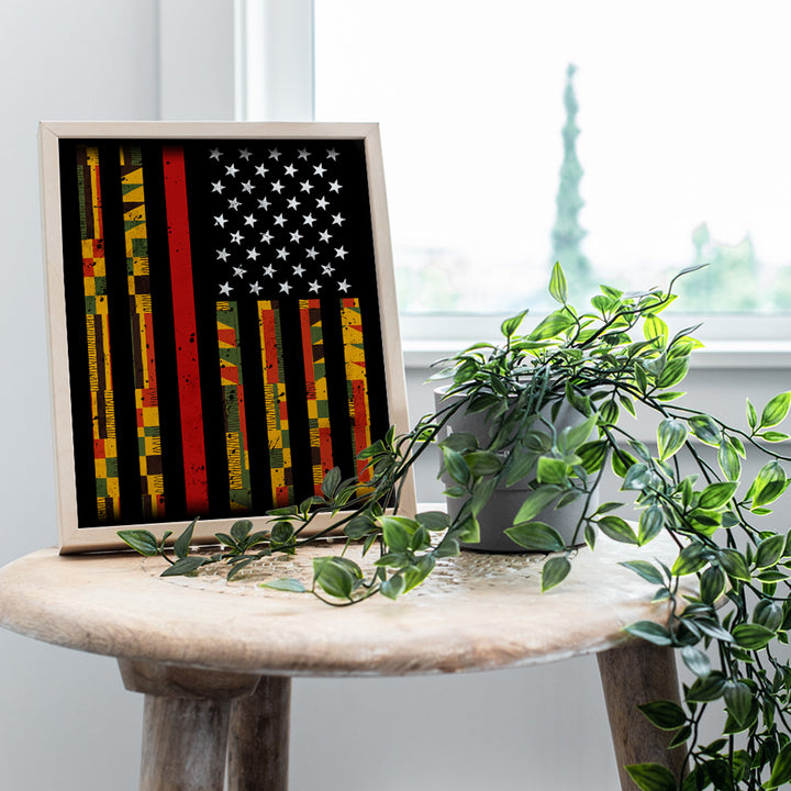 African American Pride Kente Flag - 8x10 Photo Poster - Patriotic Gift for Teacher, Civil Rights, Black Lives Matter Fans - Unique Classroom Wall Art - Unframed Picture Print