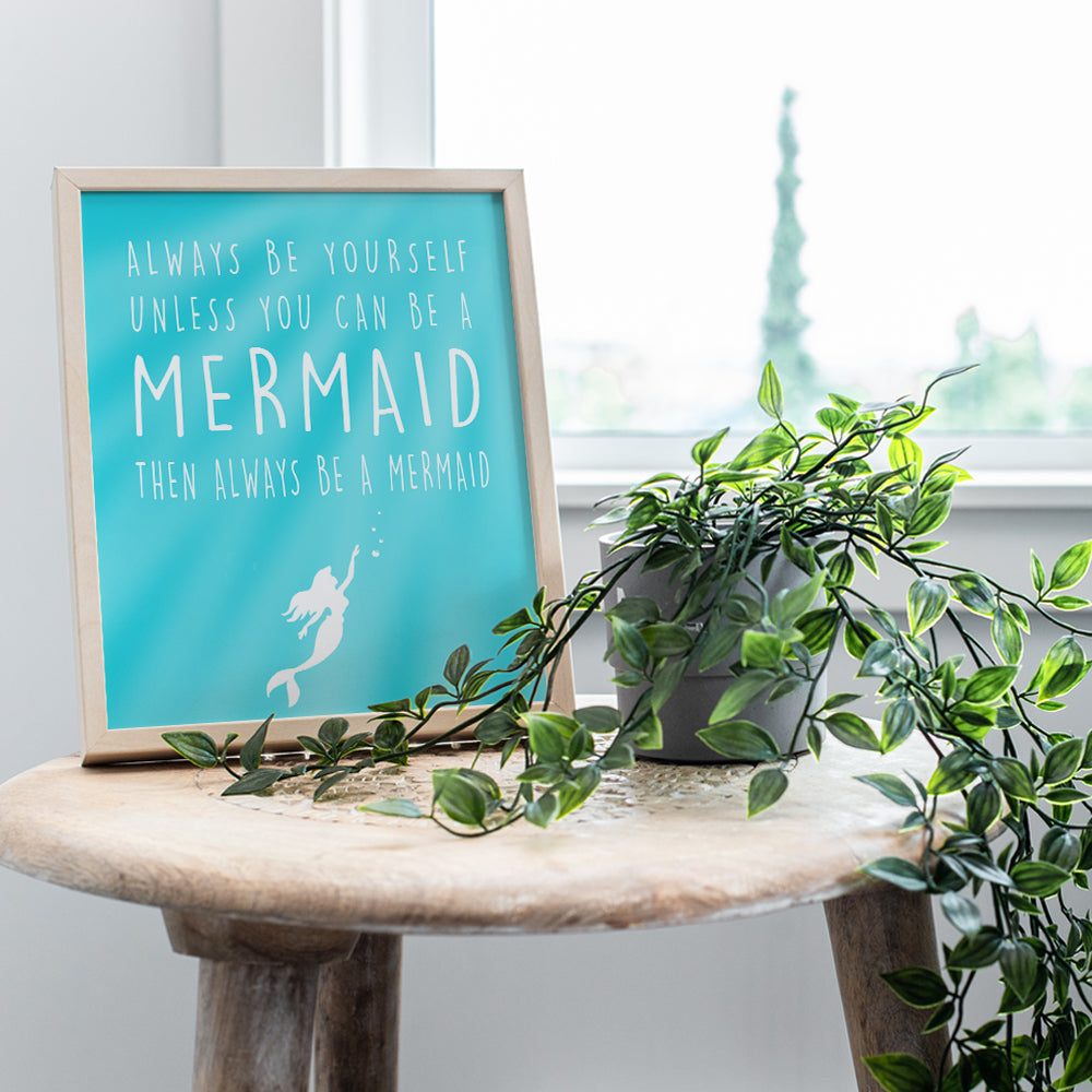 Mermaid Wall Decor - Mermaid Decor - Wall Art for Bedroom, Living Room Girls Room - Mermaid Party Decoration or Gift - Nautical, Ocean, Sea, Beach House Decor - 8x10 UNFRAMED Poster Print