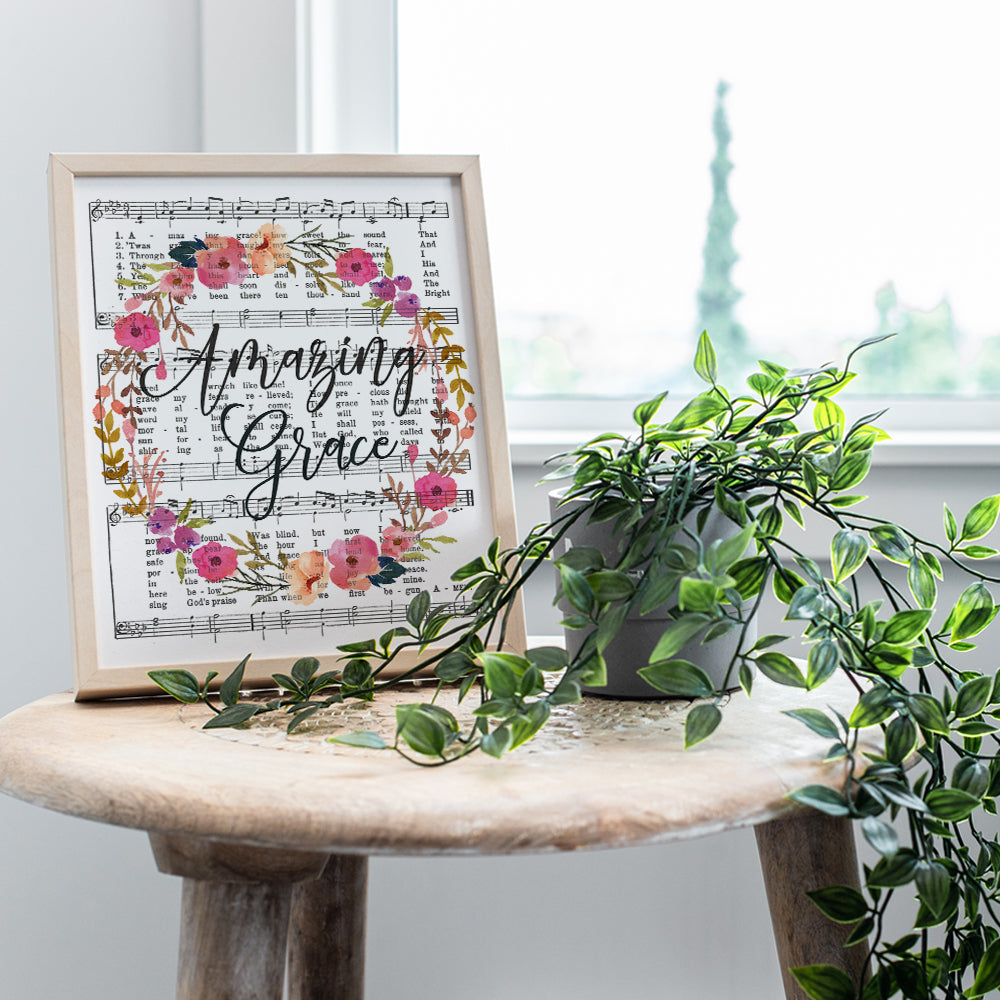 Amazing Grace Sheet Music - Amazing Grace Quote - Music Wall Decor - Music Wall Art - Inspirational Wall Art - Religious Gifts - How Sweet The Sound - Christian Wall Decor