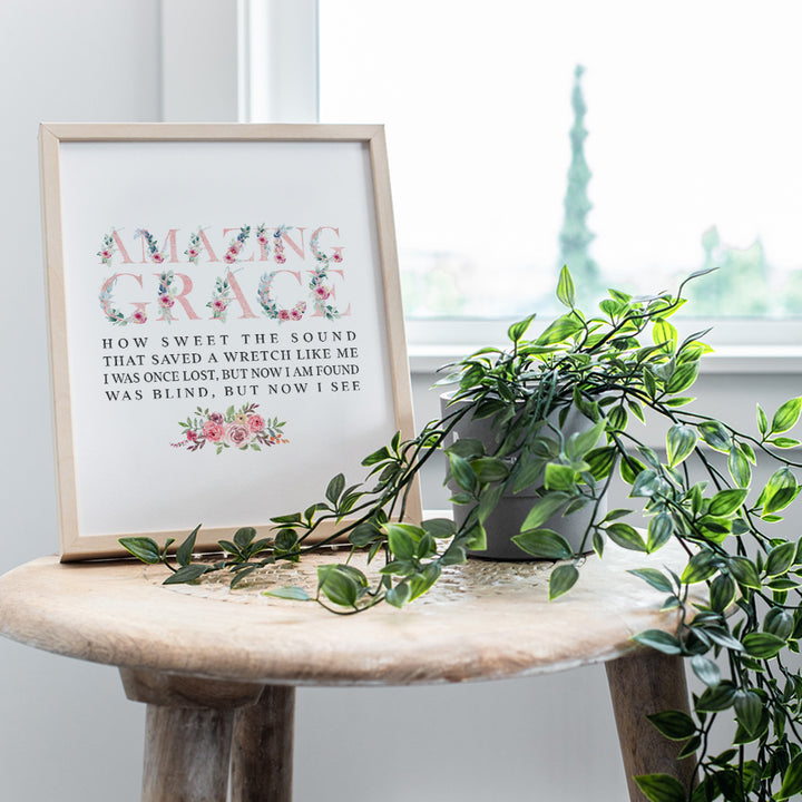 Amazing Grace Wall Art & Decor - Positive Quotes Wall Decor - Encouraging Gifts for Women - Faith Wall Art - Christian Motivational poster - God Wall Decor - Inspiration Wall Sayings - Religious Gifts