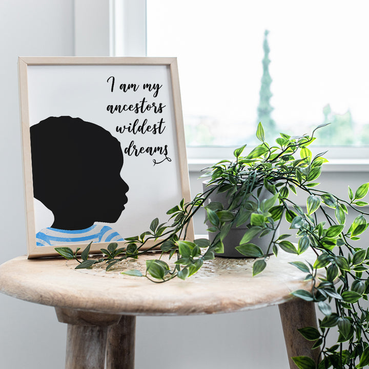 African American Little Boys Room Decor - 8x10 Black Wall Art Poster - Inspirational Boys Bedroom Decor - Son Gift - Motivational Afro American Home Decoration for Nursery, Toddler Boys, Kids Room