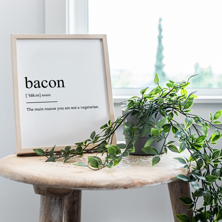 Bacon Typography Art Print - Funny Wall Art Poster - Chic Modern Home Decor for Kitchen - Great Gift for Chefs, Cooks - 8x10 Photo- Unframed