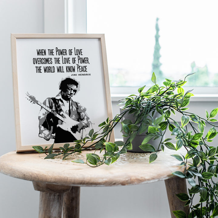 Jimi Hendrix Poster,- Inspirational Wall Art Print - Graffiti Street Art, Urban Home or Wall Decor - Gift for 60's Music, Woodstock Fans, Guitarists, Musicians - 8x10 Quote Photo Picture