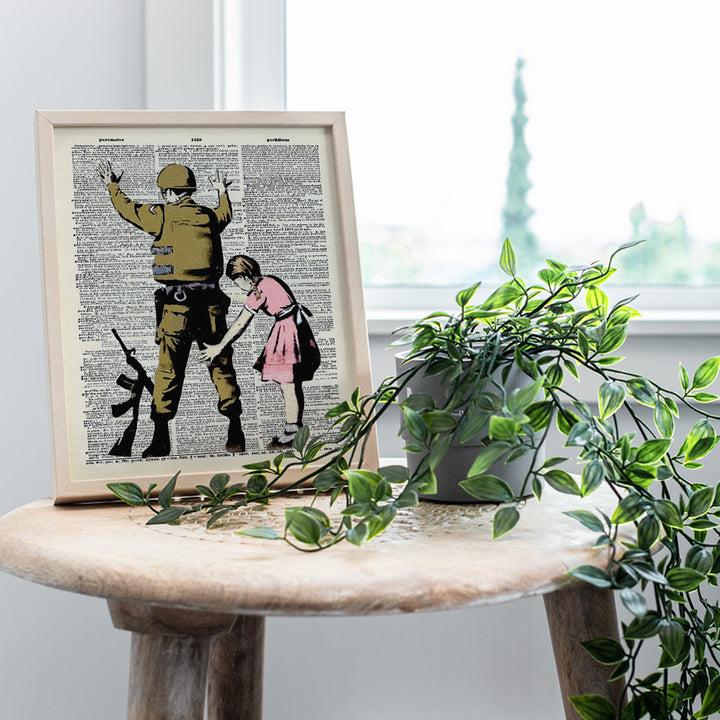 Banksy Soldier Graffiti Dictionary 8x10 Wall Decor Picture - Modern Art Decoration Poster for Home, Apartment, Office, Dorm, Living Room, Bedroom, Bathroom - Gift Contemporary Urban Street Mural Fan