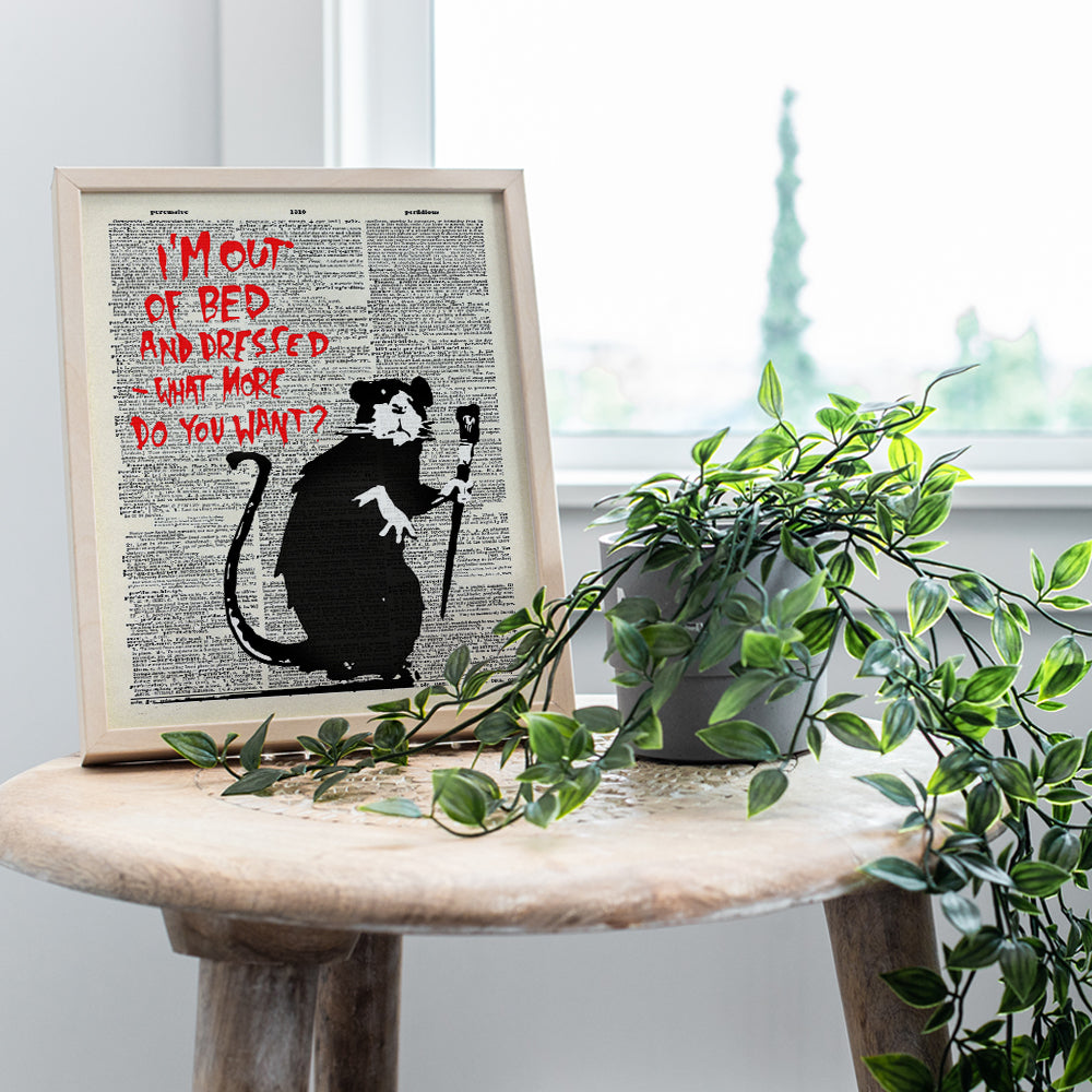 Banksy Graffiti Rat Wall Decor, Street Art - Funny Urban Style Decoration Picture for Home, Apartment, Living Room, Bedroom, Bathroom, Bath - Great Gift - 8x10 Poster Print