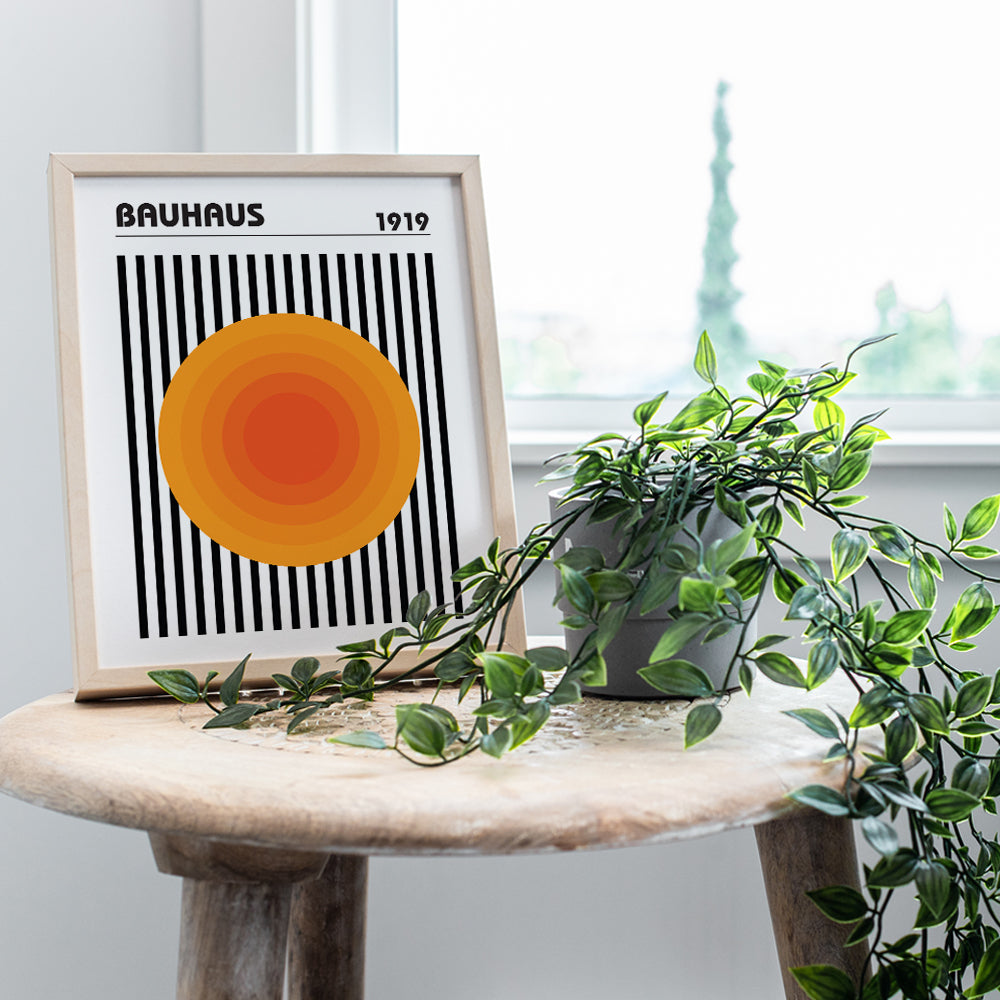 Mid-century modern Bauhaus Art - Burnt Orange Geometric Wall Decor Living room - Retro Vintage Minimalist Wall Art - Abstract Art Home Decor Bedroom Wall Decor - Gallery Style Line art Bauhaus Poster