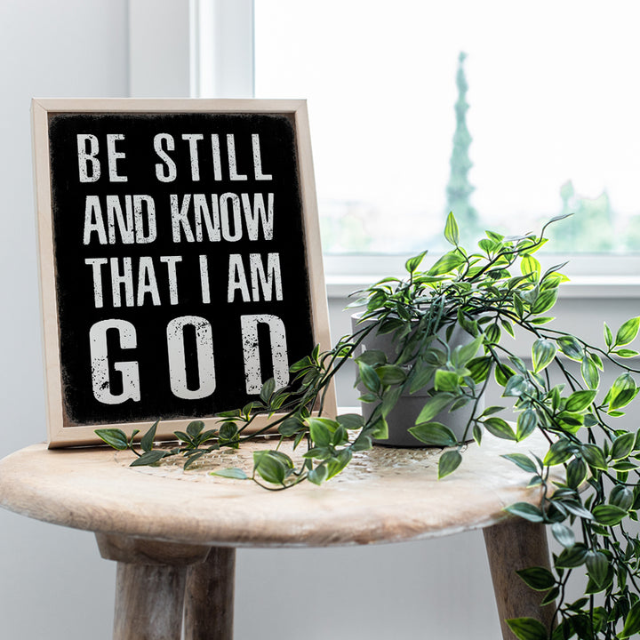 God Wall Art & Decor - Be Still And Know That I Am God - Mens Christian Wall Decor- Religious Wall Art - Bible Verses Wall Decor - spiritual Gifts - Living room, Office, Man cave, Bedroom, Family Room