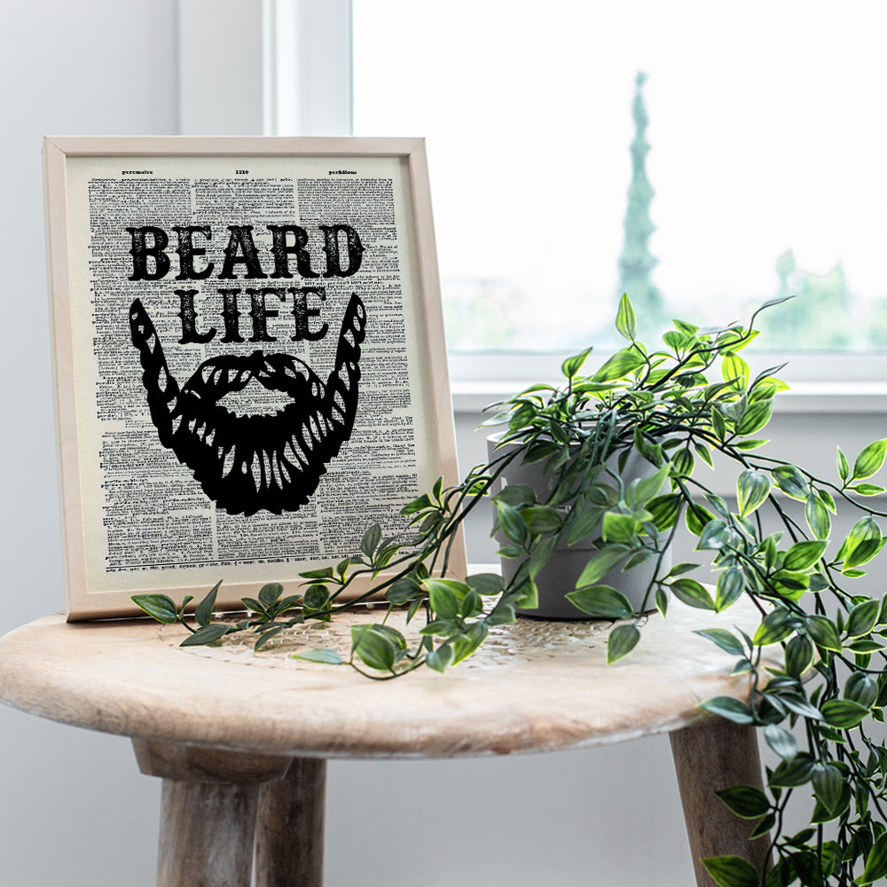 Beard Life Typography Bathroom Wall Art 8x10 Poster Print - Unique Home Decor, Decoration for Bath, Barber Shop, Salon, Man Cave - Gift for Men, Husband, Him, Barbers, Hair Stylists - Unframed Picture