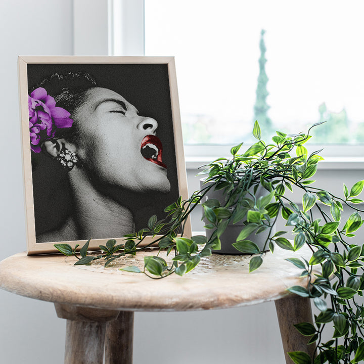 Billie Holiday Poster - African American Wall Art - Black Wall Decor - Gift for Singer, Performer, Black History - 8x10 Wall Art for Bedroom, Living Room, Jazz Music Studio - Lady Sings the Blues