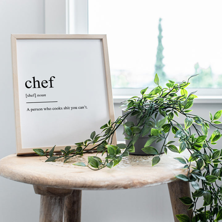 Chef Definition Typography Wall Art Print - Funny Home Decor for Kitchens - A Perfect Gift for Mothers Day, Moms, Cooks and Chefs - 8x10 Photo - Unframed