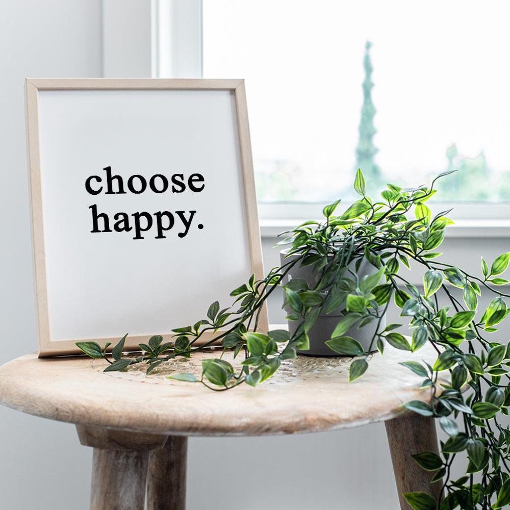 Choose Happy Wall Art Print Typography - Unframed - Makes a Great Gift - Chic Home Decor - Ready to Frame (8x10) Photo - Motivational and Inspirational