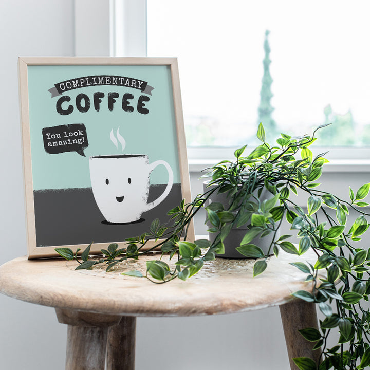 Coffee Sign Wall Decor and Kitchen Art - 8x10 Poster Print for Coffee Bar, Home, Office or Apartment Decoration, Cafe or Shop - Funny Typography Sign - Cool Unique Gift for Java Fan - Unframed Picture