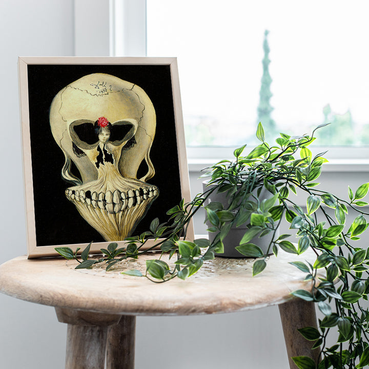 Salvador Dali Skull Wall Art & Decor - Aesthetic Room Decor - Gallery Wall Art - Goth Gothic Home Decor - Salvador Dali Prints - Creepy Hipster Surrealism Wall Art - Museum Poster - Optical Illusion