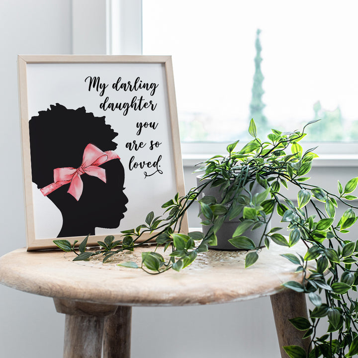 African American Girls Room Decor - Black Girls Bedroom Decor - Wall Art for Little Girls, Toddler Girls, Baby Girls Bedroom, Kids Room - Daughter Gifts -Cute Afro American Home Decoration