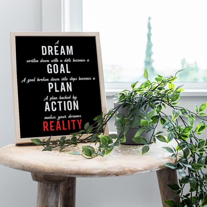 Motivational Wall Art Print - Great Home Decor for Office, Bedroom, Kids, Childrens, Den - Great Inspirational Gift - 8x10 - Dream Goal