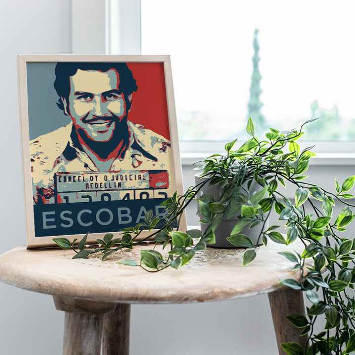 Pablo Escobar Mugshot Wall Art Poster - Mexican Cartel Home Decor, Room Decoration for Bedroom, Living Room, Dorm, Bar, Man Cave - Shepard Fairey Style - Unique Gift for Men, Teens - 8x10 UNFRAMED