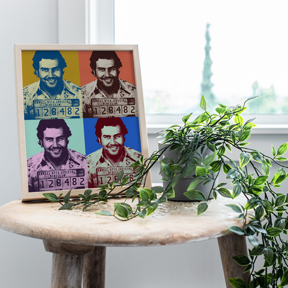 Pablo Escobar Mugshot, Modern Pop Art Wall Decor - 8x10 Contemporary Andy Warhol Style Decoration for Dorm Room, Apartment, Teens Room, Man Cave - Unique Contemporary Home Decor and Great Gift