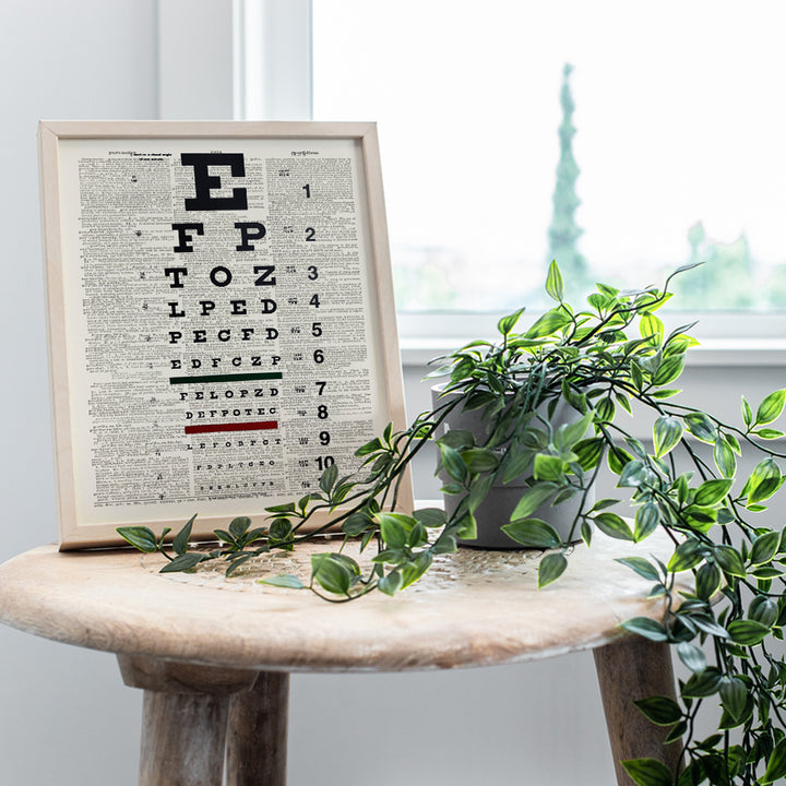 Upcycled Dictionary Wall Art Print - Vintage 8x10 Unframed Photo - Unique Gift for Optometrist, Ophthalmologist, Eye Doctor, Eye Dr, Nurse - Medical Clinic or Office Decor - UNFRAMED Snellen Eye Chart