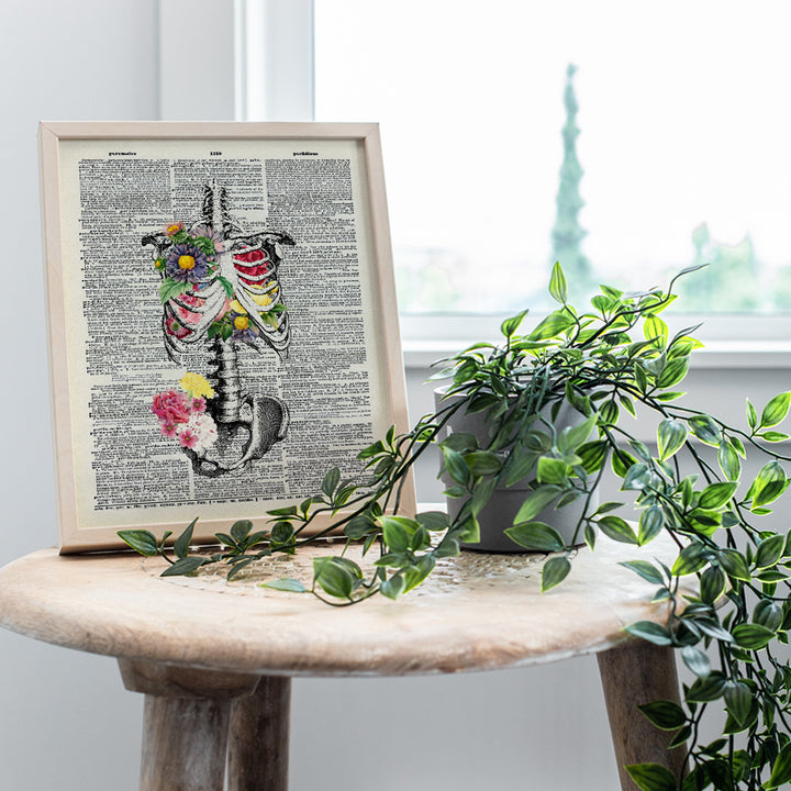 Anatomical Skeleton Dictionary Wall Art - 8x10 Anatomy Wall Decor for Doctor Office, Medical Clinic, Hospital - Gift for Nurse, Physician, PA, Dr, Neck or Back Pain Surgery or Hip Replacement Patient