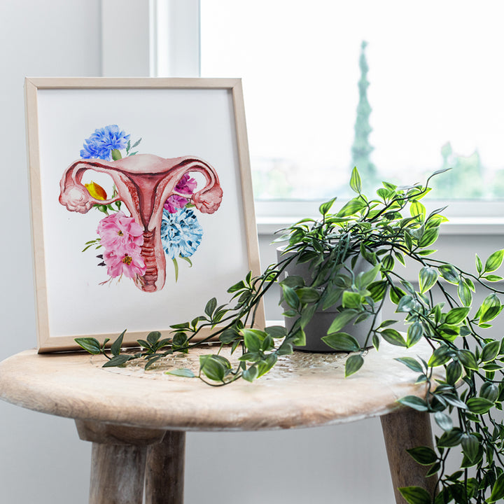 Floral Female Anatomy Wall Art - Gift for Women, OBGYN or Gynecology, Fertility, IVF Doctors Office - Decor for Home, Apartment or Medical Clinic - Uterus Picture Print - 8x10 UNFRAMED