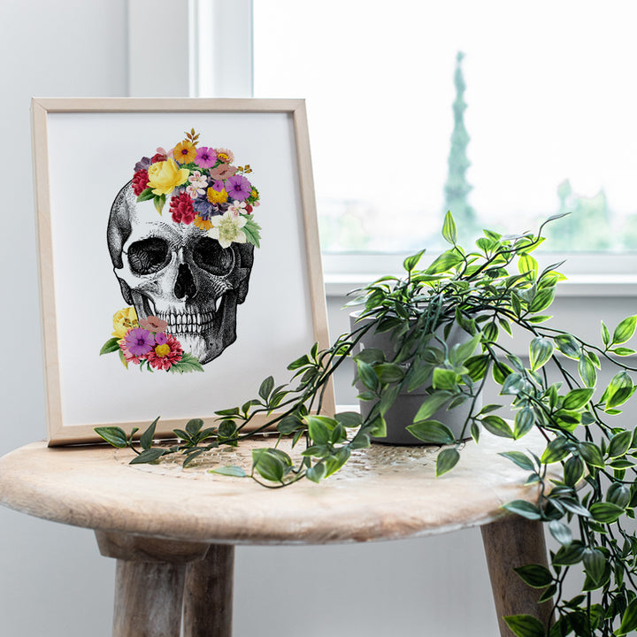 Gothic Floral Skull Decor - Human Anatomy Wall Art Decorations - Vintage Shabby Chic Graduation Gift for Nurse, Doctor, Physicians Assistant, RN, PA, Med Student, Medical Office - 8x10 UNFRAMED Poster