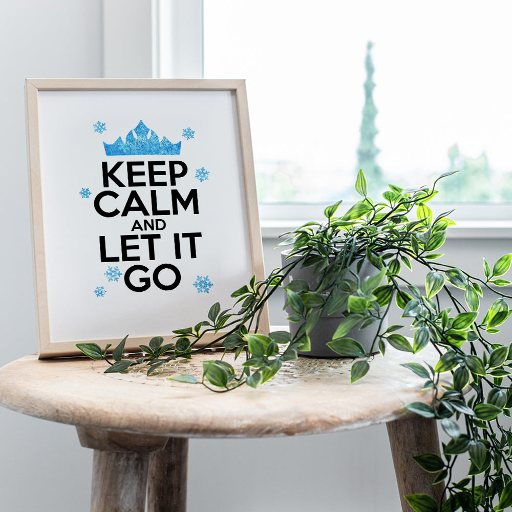 Frozen Keep Calm and Let It Go Wall Art, Home Decor - 8x10 Photo Poster, Room Decoration - Unique Gift for Elsa, Anna Fans - Unframed Picture Print