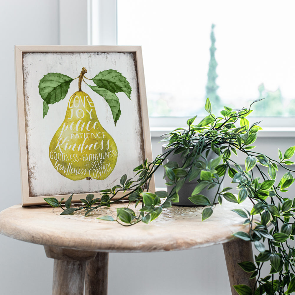 Pear Kitchen Decor - Kitchen Wall Decor - Cafe Wall Decor - Bible Verse Wall Decor - Dining Room Wall Art - Positive Quotes Wall Decor - Religious Scripture Christian Wall Art -The Fruit of the Spirit