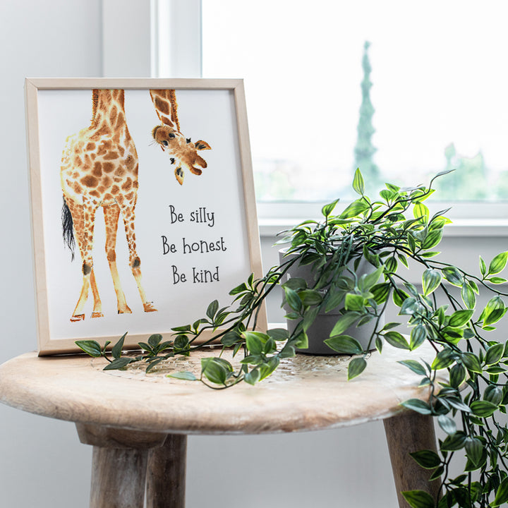 Be Silly Be Honest Be Kind Wall Art - Giraffe Wall Decor - Little Girls Room Decor - Boys Bedroom Decor - Baby Nursery Decor - Toddler Room Decor - Childs Room Decor- Baby Shower Gifts - Kids Wall Art