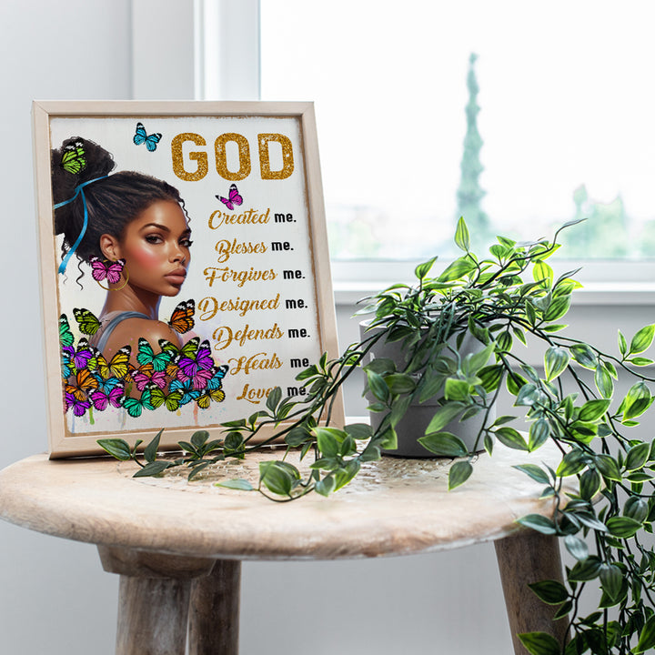 God Wall Decor for Black women - Women's empowerment Motivational poster, spiritual Inspirational Quote - positive Quotes Wall Decor for African Americans - Black Girl religious Christian Wall Art