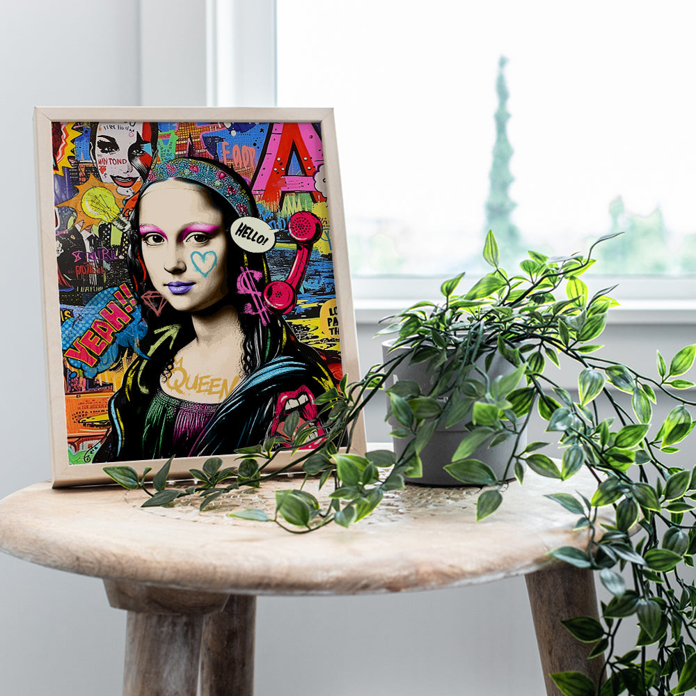 Mona Lisa Graffiti Wall Art - Pop art Wall Decor Poster - Colorful Trendy Wall Decor - Modern Wall Decor - Andy Warhol Style Funky Wall Art - Chic Living room Decor - Cool Wall Art, Retro Wall Art