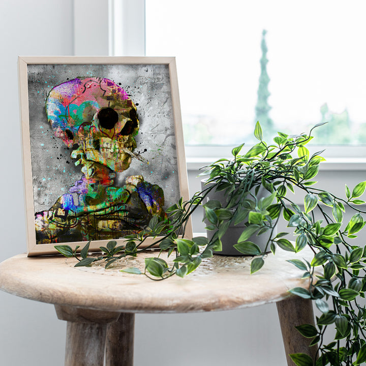 Graffiti Van Gogh Wall Art - Banksy Wall Art - Dorm Room Poster - Graffiti Wall Art - Cool Wall Decor - Trendy Room Decor Aesthetic - Funky Wall Art & Decor - Modern art - Skeleton Stoner Room Decor