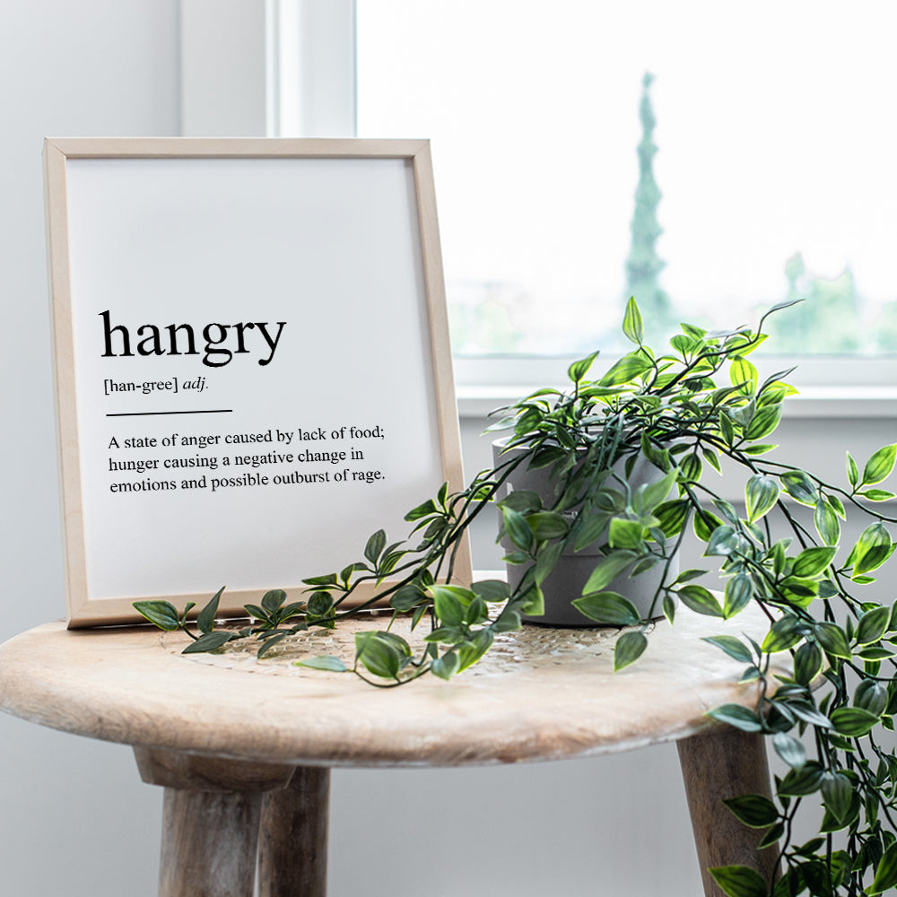 Hangry Definition Wall Art Print Typography - 8x10 Unframed Photo - Makes a Great Gift for Kitchens - Funny Home Decor