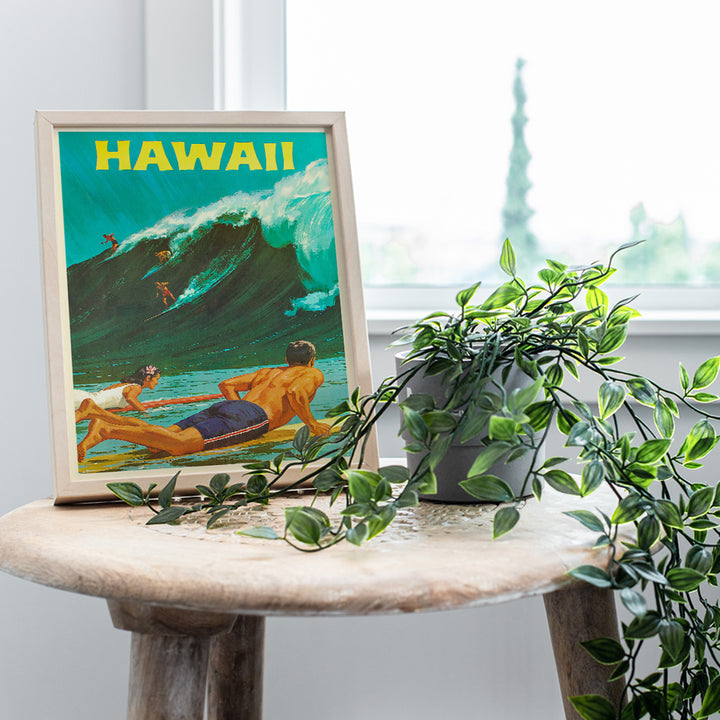 Hawaii Wall Decor - Surfing Wall Art - Surf Decor - Hawaiian Wall Decor - Tropical Wall Decor - Hawaiian Wall Art - Ocean Wall Decor - Vintage Travel Posters - 8x10 Picture